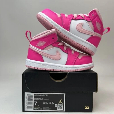 Nike Air Jordan 1 Retro Mid TD “Fierce Pink/Barbie” FD8782-116 7C Nuevas Foto 1 de 4