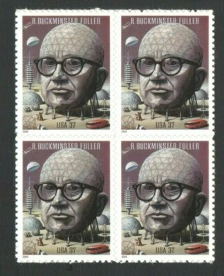 Unused 2004 US Postage Block of 37 Cent Stamps R. BUCKMINSTER FULLER - Image 1 of 2