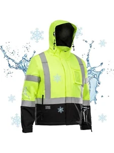 Toolant™ Mens Hi Vis Jacket with hood: Waterproof, Insulated for Work & Outdoor - Picture 1 of 11