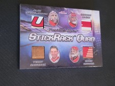 2022 IN THE CREASE NEDELJKOVIC HASEK SAWCHUK OSGOOD SRQ-9 #ed 3/3 QUAD STICKRACK