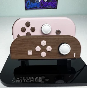 Woodgrain & Sakura Pink -  Soft Finish - Custom Joycons for the Nintendo Switch - Picture 1 of 6