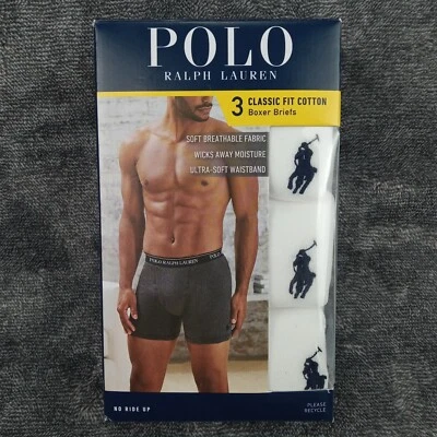Polo Ralph Lauren Boxer Brief Mens Small Underwear 3-Pack White Classic Fit - Image 1 of 4