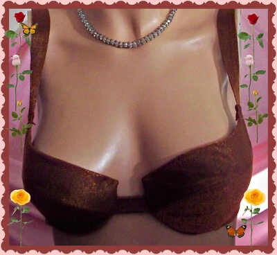 34B Copper SHINE Shimmer Plunge Balconett RARE Victorias Secret Underwire Bra    - Image 1 of 4
