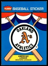 1989 Fleer Team Stickers Oakland Athletics Baseball Card