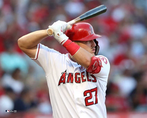 Mike Trout INTENSITY Los Angeles Angels Batting Close-Up 16x20 MLB POSTER Print Cover