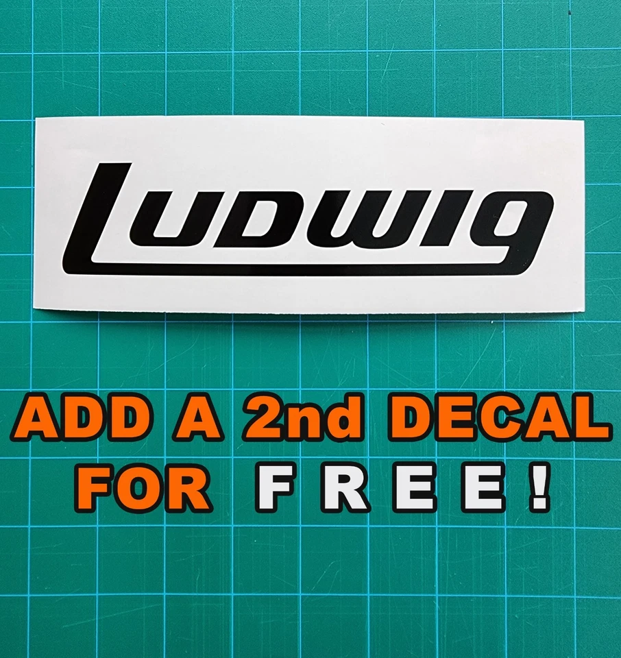 Ludwig Logo Bass Drum Decal Sticker available in multiple colors BOGO FREE!