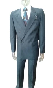Abito Uomo Doppio Petto Azzurro Righe Autunno Inverno Elegante Sartoriale Mixed - Imagen 1 de 41