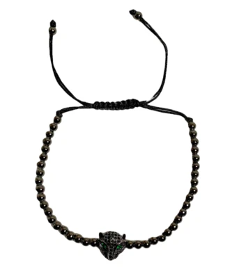 Pulsera con cuentas de pantera negra de hematita Foto 1 de 3