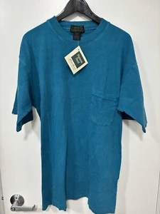 New W Tags Vintage 90s Eddie Bauer teal blue Short Sleeve shirt Med /tall - Picture 1 of 8