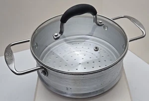 Red Copper Steamer Strainer Insert Aluminum 8" Diameter w/ Vented Lid - Picture 1 of 8