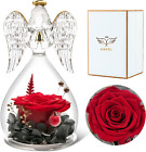 Rolra Angel Rose Figurines Angel Gifts for Women, Preserved Flower Rose Glass An