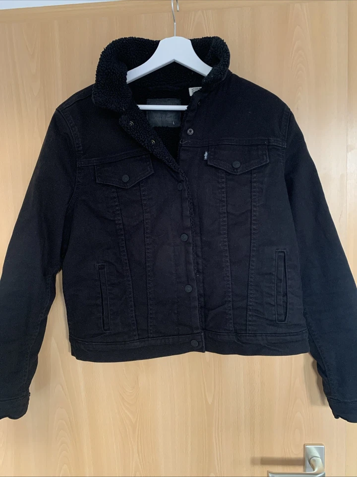 Levis warme Jeans Jacke Teddyfutter Schwarz Gr. L - Bild 1 von 1
