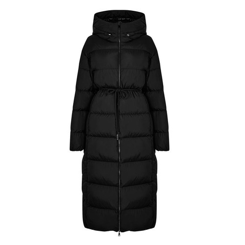 Piumino lungo Moncler 23FW Bondree logo patch cappuccio nero 1C000 28 5968E 999