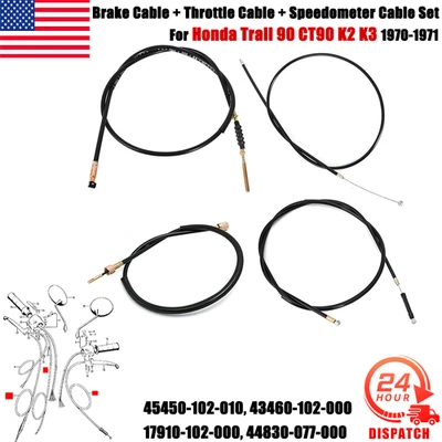 Cable de freno acelerador + cable velocímetro para Honda Trail 90 CT90 K2 K3 1970-1971 Foto 1 de 4