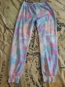 Justice Girls Size Large 12-14 Sweatpant Joggers Tye Dye Smiley Face - Picture 1 of 10