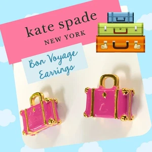 KATE SPADE Earrings ⭐️ AWAY WE GO ⭐️ Fun Novelty Suitcase Stud EARRINGS! Pierced - Picture 1 of 13
