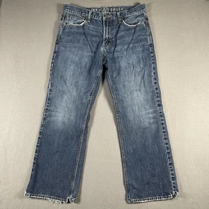 American Eagle Jeans Men’s 33x30 Y2K Bootcut Cowboy Medium Wash Distressed - Picture 1 of 9