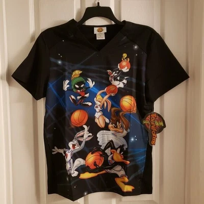 Space Jam Tooniforms Scrub Top NWT Cartoon Unisex Small Looney Tunes Bugs Bunny - Image 1 of 4