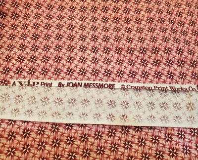 VTG Small Print Reds Cottage Stars Cranston VIP PRINT WORKS Joan Messmor 3 3/4YD - Image 1 of 4