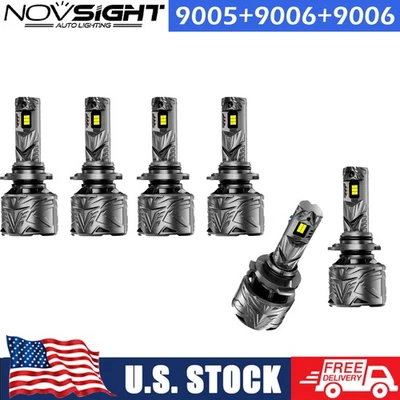 9005 9006 9006 Combo LED Headlight Fog Light Kit High Low Beam Bulbs Super White - Image 1 of 4
