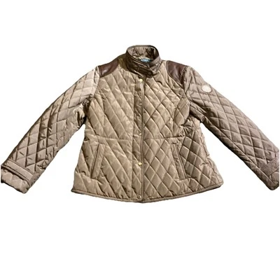 Chaqueta Ralph Lauren rara para mujer XL marrón diamante acolchado hombreras Foto 1 de 4