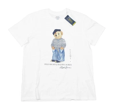 Polo Ralph Lauren Women's White French Beret Bear "The Big Shirt" T-Shirt - Image 1 of 3