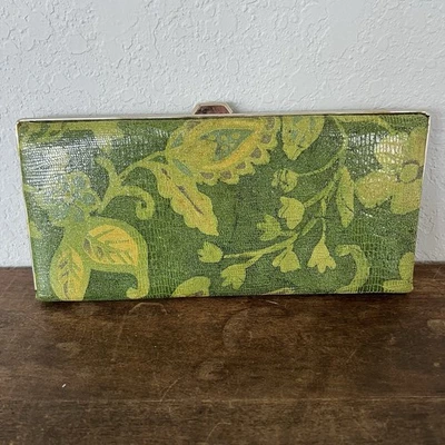 De Colección Verde Floral Retro Bolso sin asas Bolso de mano Plateado Metal Marco y broche Usado en Excelente Condición Foto 1 de 4