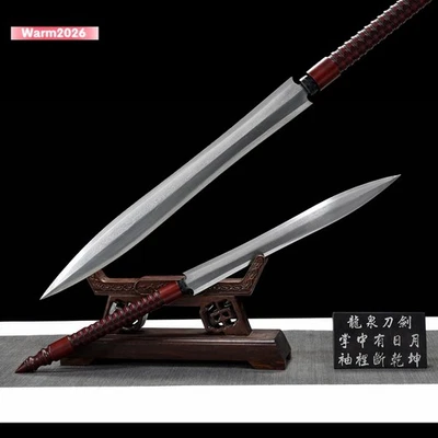 Damascus Folded Steel Sword Camping Hunting Spear Dagger Lance SpearHeads Y1625 - Image 1 of 4