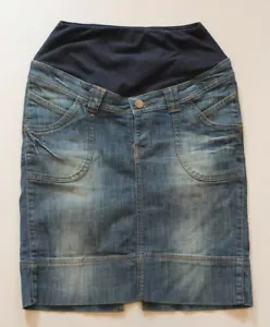 H&M MAMA Maternity Denim Skirt Size S 36 Top Stretch Pregnancy Blue - Picture 1 of 6