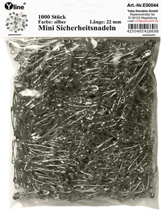 1000 Mini Sicherheitsnadeln silber klein ca. 22 mm, Sicherheits- Nadeln, E90044 - Bild 1 von 2