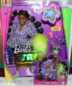 NIB 2020 BARBIE EXTRA DOLL #7 POMERANIAN NEON FUR STOLE BUBBLE PIGTAILS AFRICAN - Picture 1 of 24