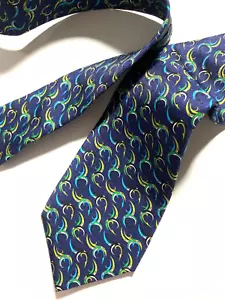 CORBATA EMILIO PUCCI FIRENZE VINTAGE ONDAS PATRÓN ARTÍSTICO CORBATA PASTEL AZUL ITALIA - Imagen 1 de 15