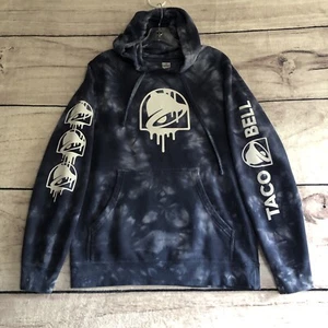Felpa con cappuccio Taco Bell piccola uomo blu tie dye logo a goccia manica scritta fast food - Foto 1 di 12
