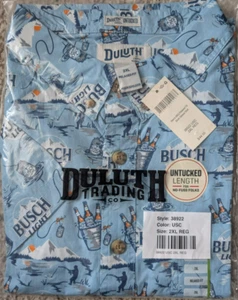 Duluth Trading BBQ Relaxed Fit Short Sleeve Shirt Men's 2XL Busch Light Pattern - Picture 1 of 2
