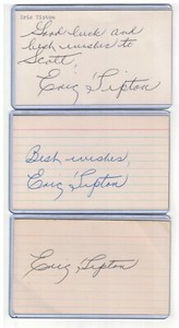 (3) ERIC TIPTON INDEX CARD SIGNED 1939-45 A'S REDS PSA/DNA CERT 1915-2001 DUKE U