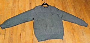 IZOD Crew Neck Sweater Men's Large Gray Square Knit 100% cotton - Picture 1 of 7