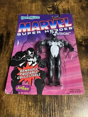 Figura Venom 1991 Marvel Just Toys Bend-Ems sin usar, en caja sellada cardada línea Spiderman  Foto 1 de 3