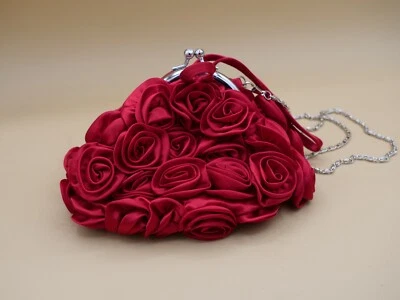 Dollhouse Clutch 3D rose Banquet Wedding Handbag Vintage Silk Mobile phone bag - Image 1 of 4