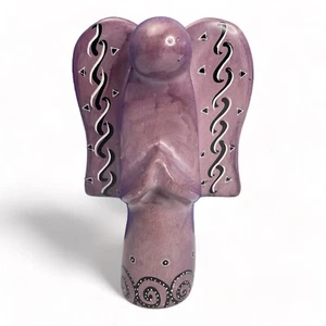 Ksaang Soapstone Angel Figurine Kenya Purple Collectible African 5 Inch - Picture 1 of 6