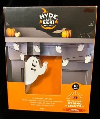 Hyde & EEK! Boutique Halloween Indoor LED Metal Ghost String Lights Box Of 10 -L - Image 1 of 2