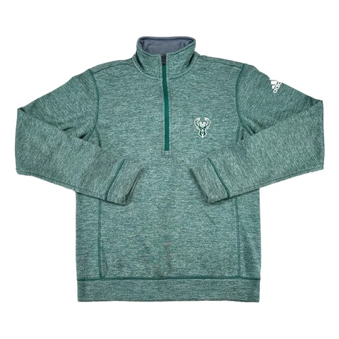 Adidas Milwaukee Bucks Team Issued Pullover Fleece 1/4 Zip Mens Size Small Green Cover