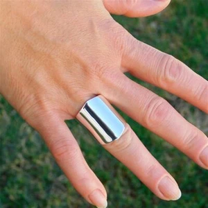 Anillo largo grande llamativo anillo de cigarro anillo de tubo de plata maciza 925 anillo hecho a mano - Imagen 1 de 6