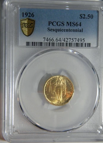 1926 SESQUICENTENNIAL OF AMERICAS INDEPENDENCE $2.50 GOLD COMM PCGS MS64 CHOICE Cover
