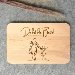 Geschenk Muttertag, Muttertagsgeschenk, Frühstücksbrettchen aus Holz - Bild 1 von 4