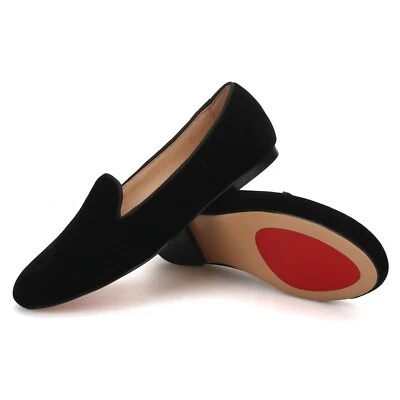 Merlutti Handmade Women Plain Black Velvet Loafers - Image 1 of 4