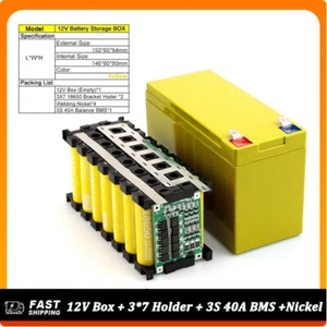 12V 3S 7P 40A Li-ion Battery Pack DIY Kits 18650 Battery Holder BMS+Nickels - Picture 1 of 19