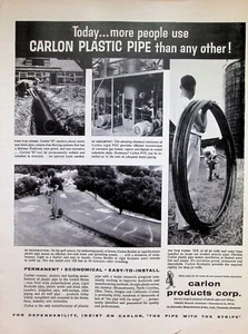 VINTAGE 1950s Print Ad ~ Carlon Plastic Pipe ~ Permanent, Economical, Easy-to... - Picture 1 of 1