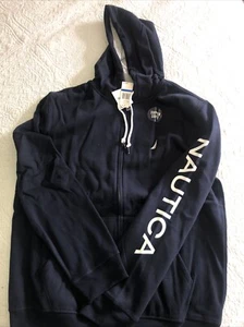 NAUTICA FULL-ZIP FLEECE HOODIE Navy Men Size XL  NEW WITH TAGS - Picture 1 of 3