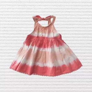 New Tommy Bahama Baby Girls Tie Dye Sundress Coral Pink White Lined Size 12-18M - Picture 1 of 11