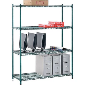 Nexel 4 Tier Wire Shelving Starter 48W" x 12"D x 54"H Green Epoxy Finish - Picture 1 of 1